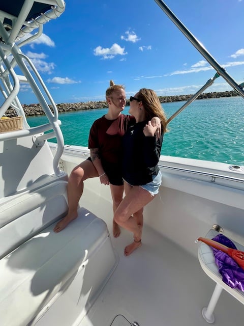 couple on boat tulum