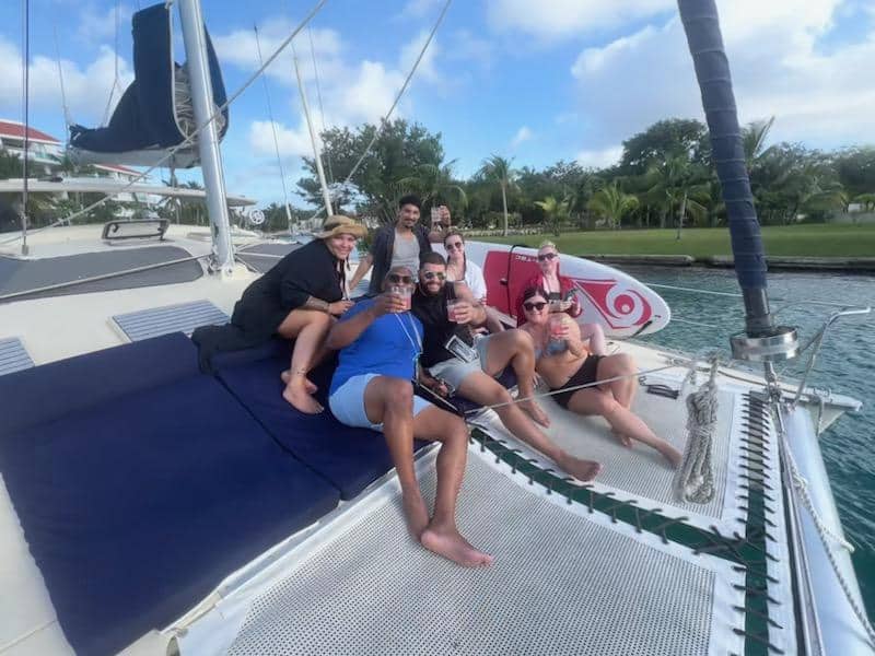 friends on catamaran tulum