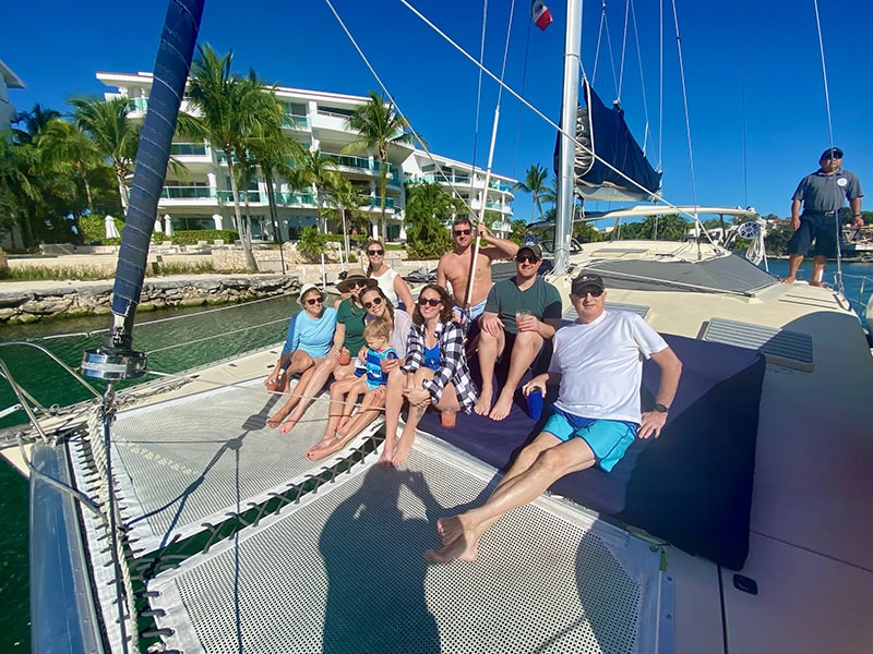 family on catamaran