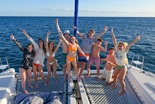 Happiness on a catamaran