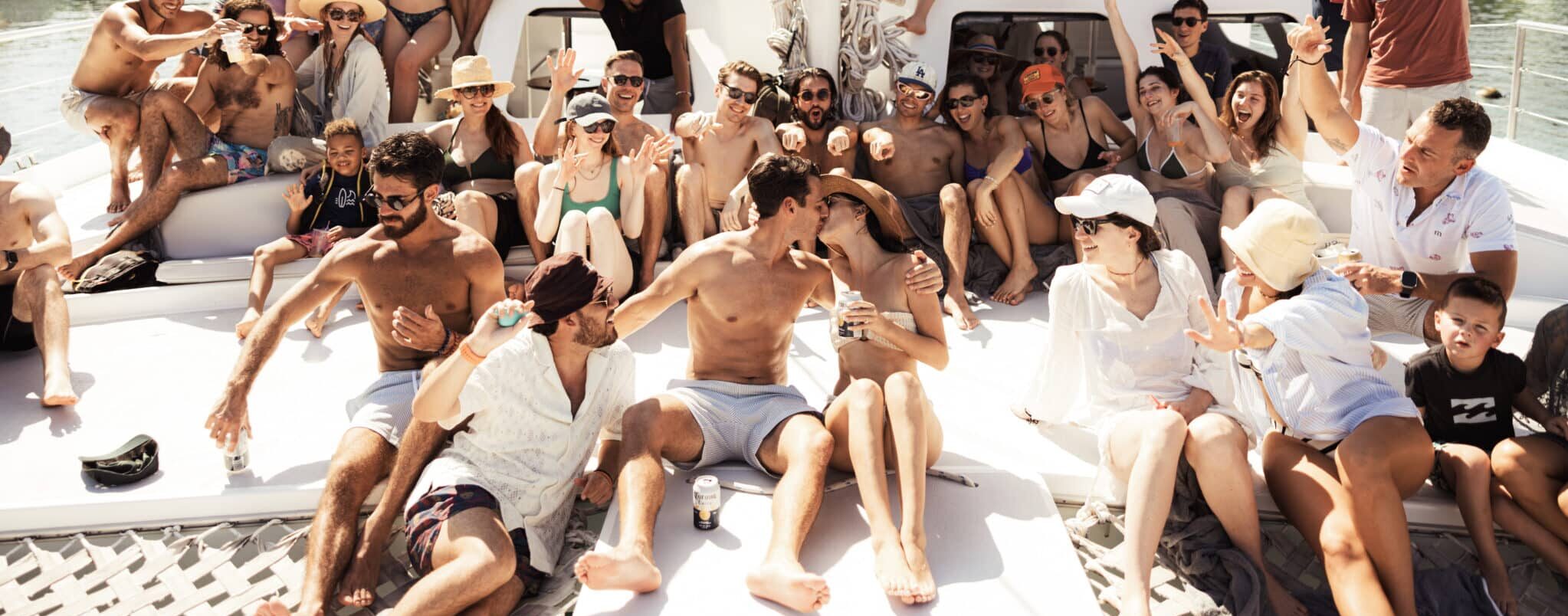 Wedding party on catamaran Wedding party on catamaran
