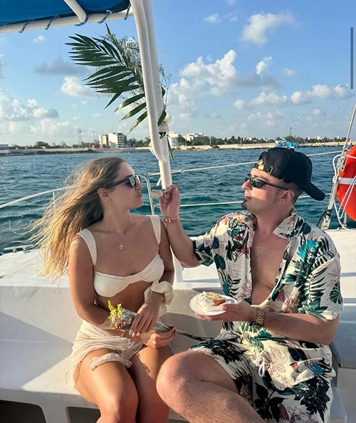 cute couple on boat