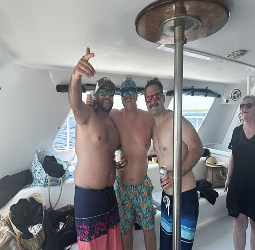 friends partying on boat